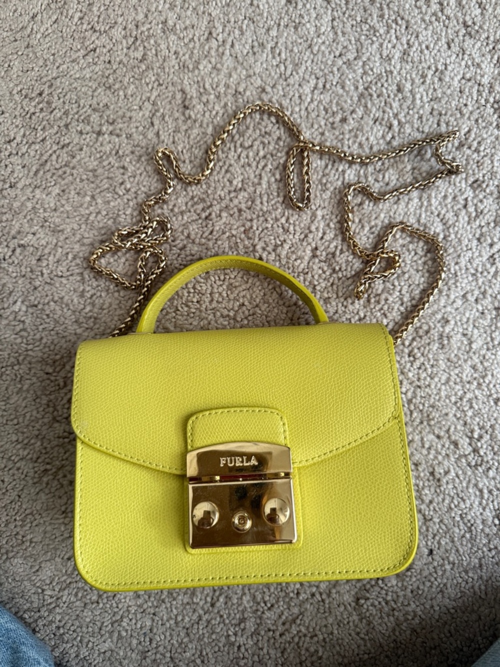 Furla Lime Mini Top-Handle Bag with Gold Hardware - Picture 3 of 3